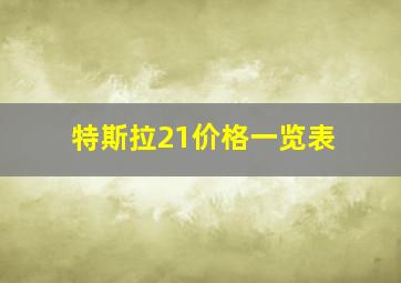 特斯拉21价格一览表