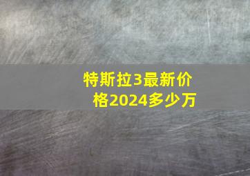 特斯拉3最新价格2024多少万