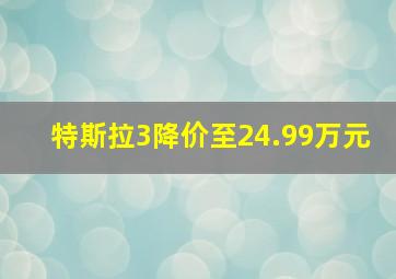 特斯拉3降价至24.99万元