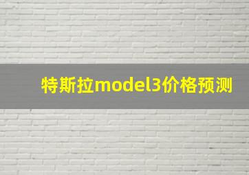 特斯拉model3价格预测