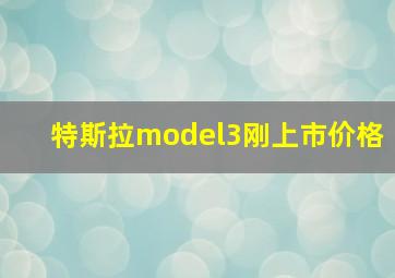 特斯拉model3刚上市价格