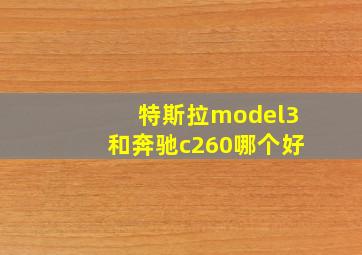 特斯拉model3和奔驰c260哪个好