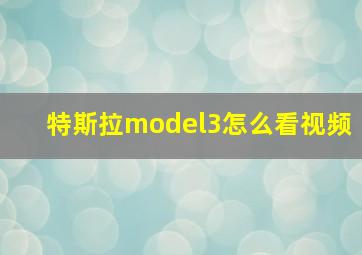 特斯拉model3怎么看视频