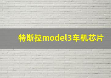 特斯拉model3车机芯片