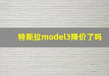 特斯拉model3降价了吗