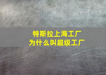 特斯拉上海工厂为什么叫超级工厂