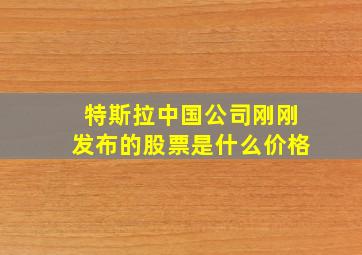 特斯拉中国公司刚刚发布的股票是什么价格