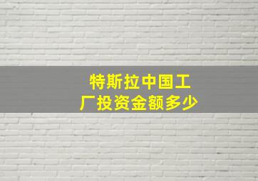 特斯拉中国工厂投资金额多少