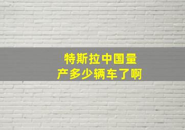 特斯拉中国量产多少辆车了啊