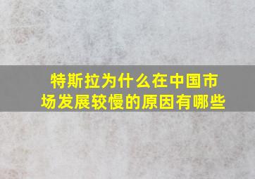 特斯拉为什么在中国市场发展较慢的原因有哪些