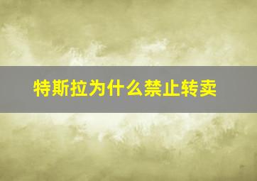 特斯拉为什么禁止转卖