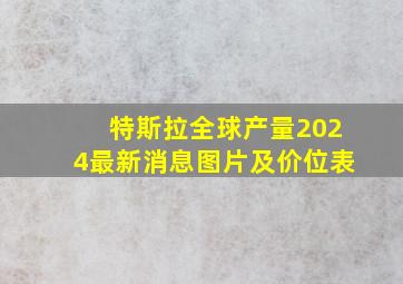 特斯拉全球产量2024最新消息图片及价位表