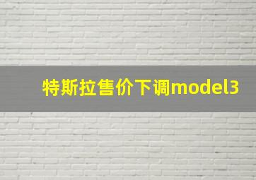 特斯拉售价下调model3