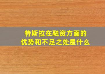 特斯拉在融资方面的优势和不足之处是什么