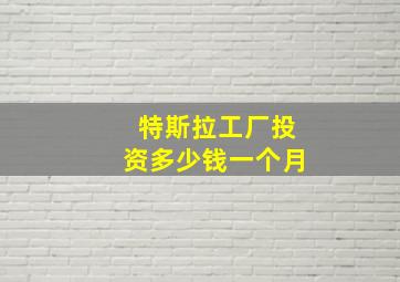 特斯拉工厂投资多少钱一个月