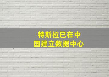 特斯拉已在中国建立数据中心