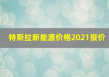 特斯拉新能源价格2021报价