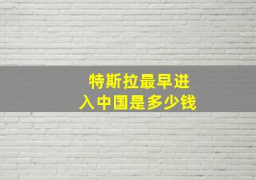 特斯拉最早进入中国是多少钱