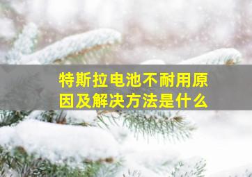 特斯拉电池不耐用原因及解决方法是什么