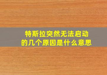 特斯拉突然无法启动的几个原因是什么意思