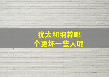 犹太和纳粹哪个更坏一些人呢