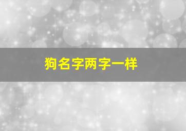 狗名字两字一样