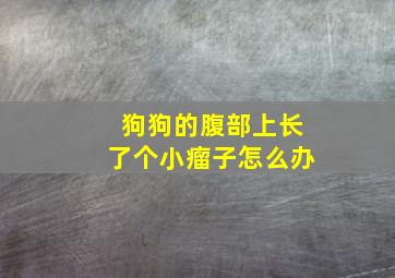 狗狗的腹部上长了个小瘤子怎么办