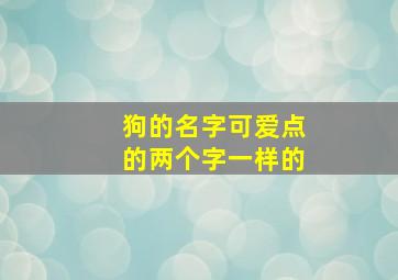 狗的名字可爱点的两个字一样的