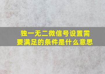 独一无二微信号设置需要满足的条件是什么意思