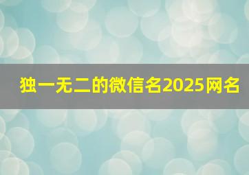 独一无二的微信名2025网名