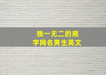 独一无二的熊字网名男生英文