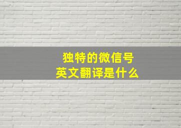 独特的微信号英文翻译是什么