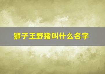 狮子王野猪叫什么名字