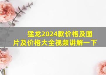 猛龙2024款价格及图片及价格大全视频讲解一下