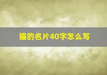 猫的名片40字怎么写