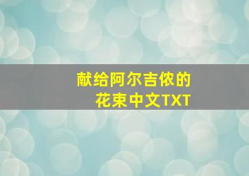 献给阿尔吉侬的花束中文TXT