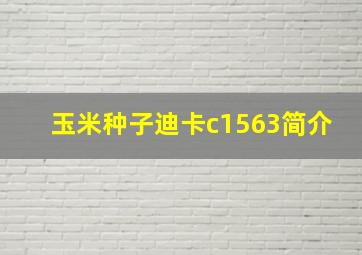 玉米种子迪卡c1563简介