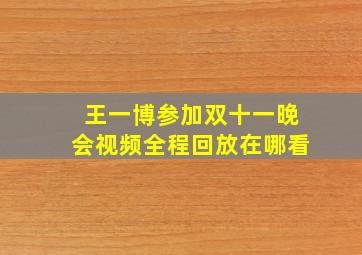 王一博参加双十一晚会视频全程回放在哪看