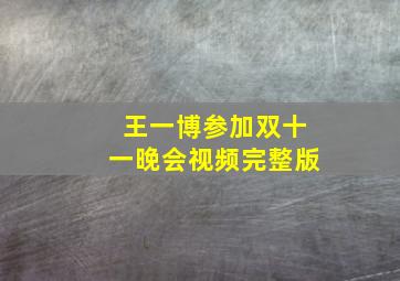 王一博参加双十一晚会视频完整版