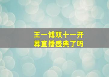 王一博双十一开幕直播盛典了吗