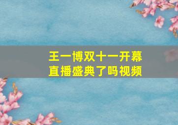 王一博双十一开幕直播盛典了吗视频