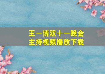 王一博双十一晚会主持视频播放下载