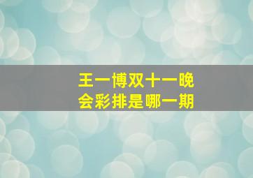 王一博双十一晚会彩排是哪一期