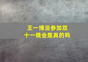 王一博没参加双十一晚会是真的吗