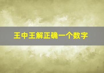 王中王解正确一个数字