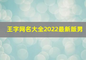 王字网名大全2022最新版男