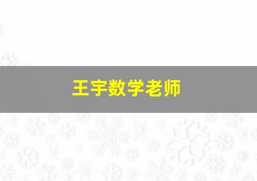 王宇数学老师