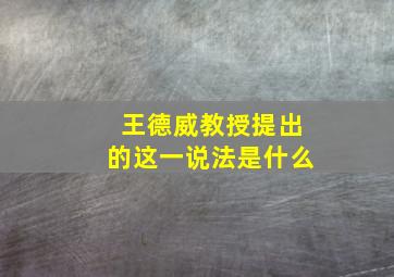 王德威教授提出的这一说法是什么