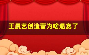 王晨艺创造营为啥退赛了