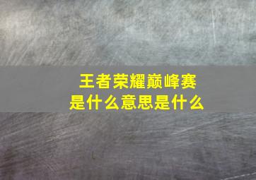 王者荣耀巅峰赛是什么意思是什么